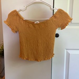 Yellow off the shoulder crop top